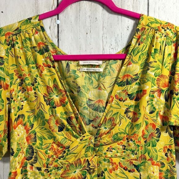 Urban Outfitters Yellow Floral Mini Dress Size L Cottagecore 
Tropical Vacation - Picture 2 of 16